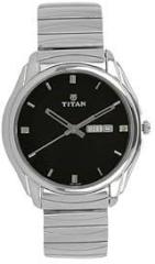 Titan Black Dial Silver Band Analog Stainless Steel Watch For Men NR1578SM04