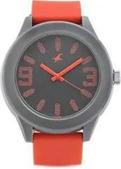 Titan Fastrack Analog Orange Black Dial Men's Watch 38003PP08J, Plastic, Red Strap