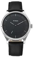 Titan Men Leather Black Dial Analog Watch Nr1802Sl11, Band Color Black