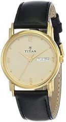 Titan Men Leather Karishma Analog Champagne Dial Watch Nl1445Yl05/Nm1445Yl05, Band Color Black