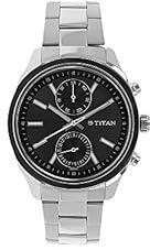 Titan Men Metal Anthracite Dial Analog Watch Nr1733Km01, Band Color off white