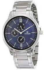 Titan Men Metal Blue Dial Analog Watch Nr1769Sm01, Band Color Silver