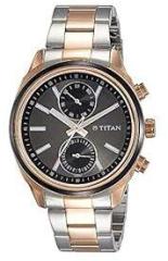 Titan Men Metal Silver White Dial Analog Watch Nr1733Km03, Band Color Rose Gold