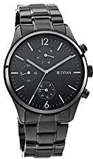 Titan Mens Gents NEO V Phase I Black Dial Stainless Steel Analogue Watch 1805NM02