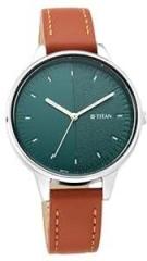 Titan Neo Analog Green Dial Women's Watch 2648SL01/2648SL01 Genuine Leather, Brown Strap