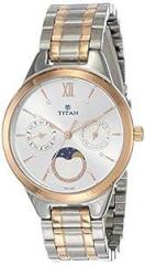 Titan Neo Analog Silver Dial Women's Watch NL2590KM01/NR2590KM01 Stainless Steel, Rose Gold Strap