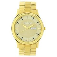 Titan s Analog Watch For Men| Golden Color Watch| Perfect Gift Option | With Stainless Steel Strap | Round Dial | Elegant Look| High Quality & Water Resistant