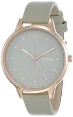 Titan Women Leather Neo Analog Grey Dial Watch 2648Wl01/Nr2648Wl01, Band Color Green
