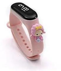 Truvic Creative Design Color Band with Cartoon Latest Collection Touch Button Watch for Creative Touch kids Boys and Girls Digital Watch Pink Cartoon may Vary