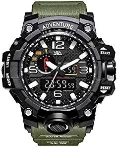 Chronograph Shock Resistant Army Digital Analog Watch with Dual Time Zone and Countdown Timer for Men and Boys