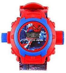 VE 24 Images Unisex Kids Spider PVC Rubber Plastic Digital Wrist Projector Watch with Spiderman Unique Projector Digital Toy Watch for Kids Good Return Gift