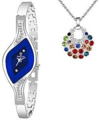 Versatile Blue Leia Watch and Pendant Set for Women and Grils
