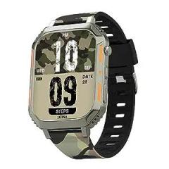 Vibez by Lifelong |New Launch|Trooper 2.02 Always On HD Display, Interchangeable Dual Straps, BT Calling, Long Lasting Battery, Multiple Sports Mode, Rugged Smartwatch VBSW2124, Silver & Military Green