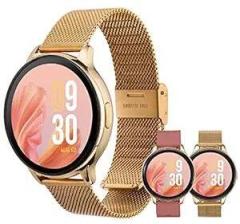 Vibez by Lifelong Luxury Smartwatch for Women with Metal Strap & HD Display, Bluetooth Calling, Multiple Watch Faces, Health Tracker, Sports Modes & Free Silicone Strap Smart Watch Emerald, Gold