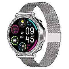 Vibez Vibez by Lifelong Ornate Smartwatch For Women with HD Display|Body Temprature |24x7 Heart Rate & SpO2 Tracking|8 Sports Mode|Sleep Monitor|IP67|7 days Battery Backup VBSWW45, 1 Year Manufacturer Warranty, Silver