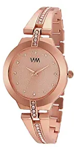 Analogue Women's Watch Gold Dial Rose Gold Colored Strap
