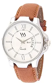 White Dial Brown Leather Men's Analog Watch AWC 018