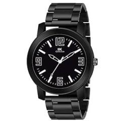Watches for Men Round Numerical Dial Analogue Men Watch|Long Battery Life|Stainless Steel Bracelet Black Chain with Long Lasting Polish/Adjustable Fixable Silicon Strap|Watches for Boys