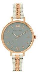 Women's Agnes Grey Analog Dial Watch Rose Gold and Silver