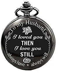 Pocket Watch Pendant with Chain for Husband Unique Memorable Gift Dual Purpose Stainless Steel Clock for Men