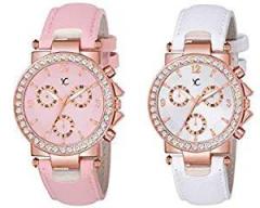YOUTH CLUB Analog Girl's Watch Pink & White Dial, Pink & White Colored Strap Pack of 2