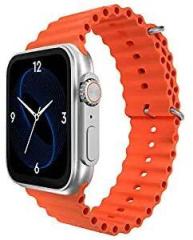 ZEBRONICS Zebronics ICONIC ULTRA AMOLED Smart watch with Calling Bluetooth 5.1, 1.78 inch 4.5cm Large 2.5D screen, Voice assistant, Always ON Display, Built in rechargeable battery & Female health Silver+Orange