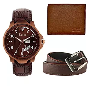 Zesta Stylish Combo Set with A Analogue Watch, A Leather Wallet and A Belt