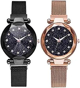 New Arrival Luxury Analogue Magnet Stainless Steel Mesh Belt Fashion Watches for Girl's & Women's Analog Watch for Women