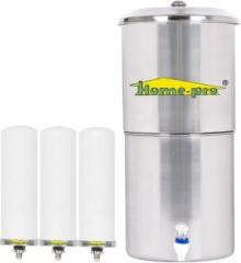 Home pro Stainless Steel Water Filter | Non Electric | Long Ceramic Candle 3 | 24 Litres Gravity Based Water Purifier